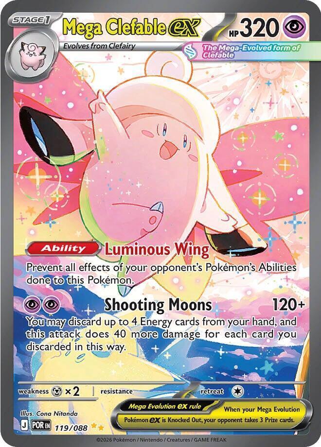 Pokémon TCG: Mega Clefable ex #119/088 – Tekli Kart (İngilizce)